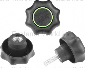 adjustable handles, levers, tensioning knobs, clamping knobs, plastic head screw